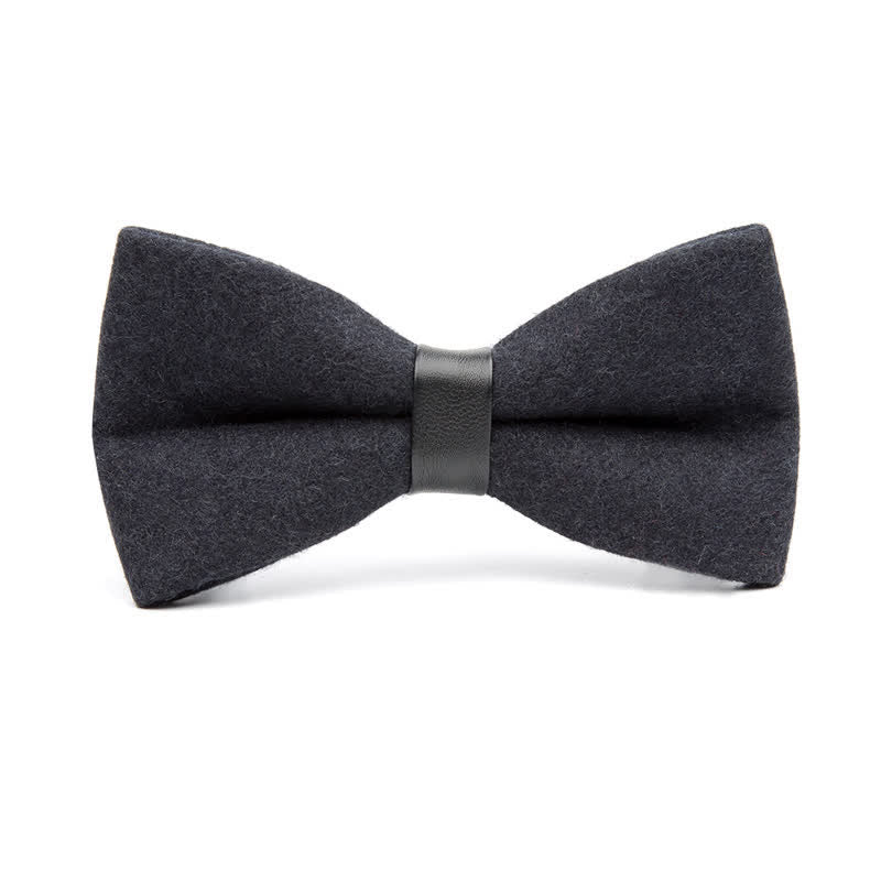 Papillon vintage in lana tinta unita da uomo - Nero - image 8