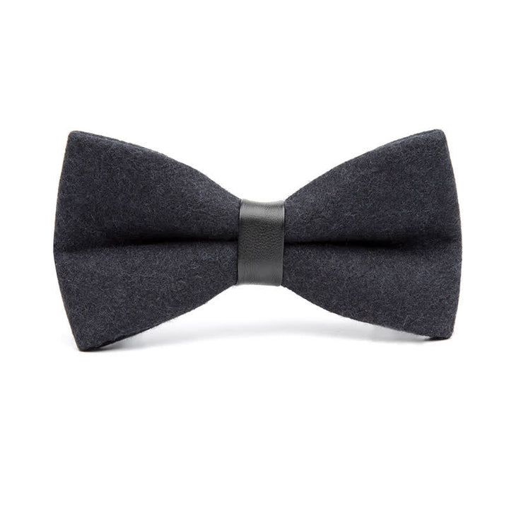 Papillon vintage in lana tinta unita da uomo - Nero - image 8