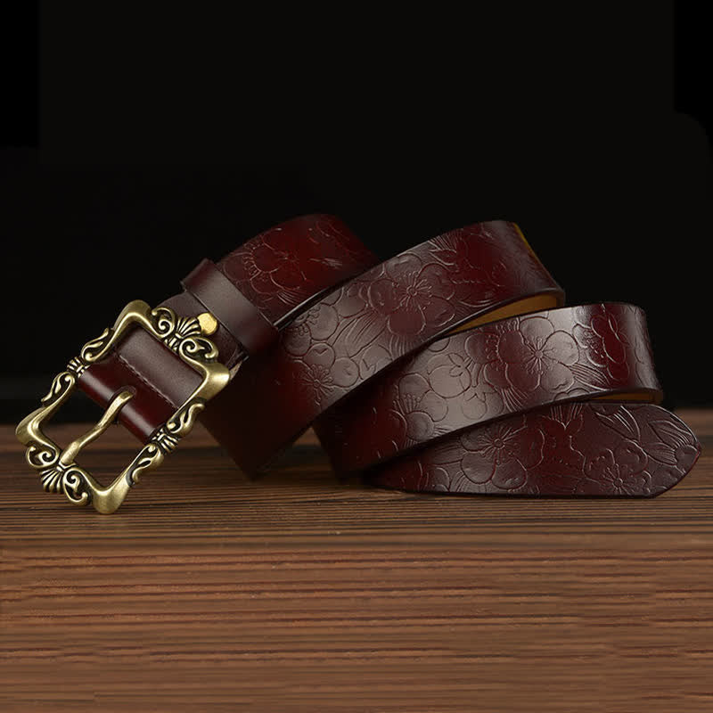 Cintura decorativa in pelle floreale retrò da donna