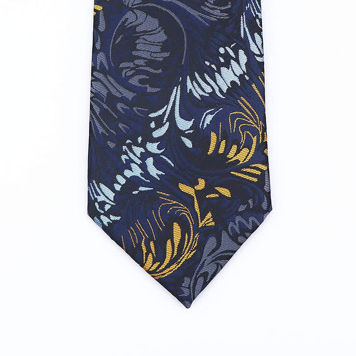 Cravatta da uomo con motivo a righe Paisley e fiori