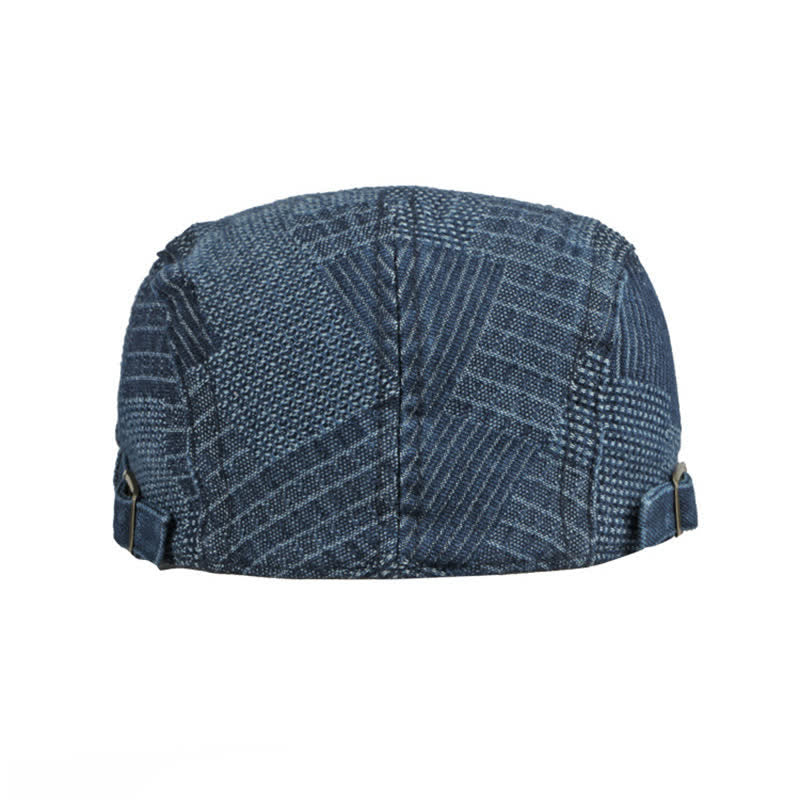 Berretto piatto in denim lavato con motivo a quadri - image 6