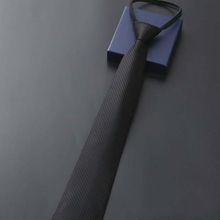 Cravatta da sposa con cerniera ufficiale da uomo - Twill nero - image 3