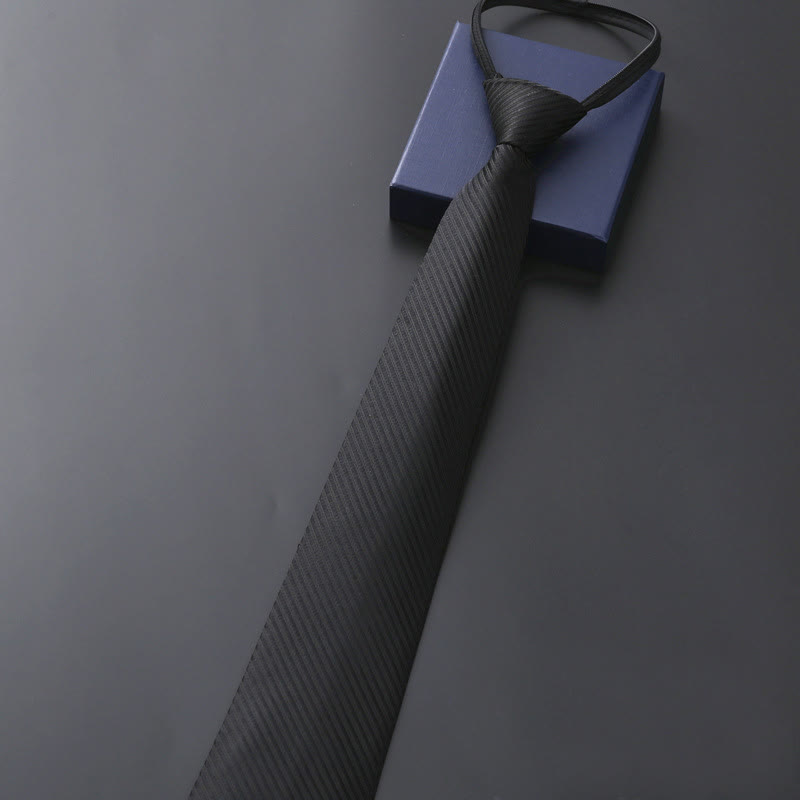 Cravatta da sposa con cerniera ufficiale da uomo - Twill nero - image 3