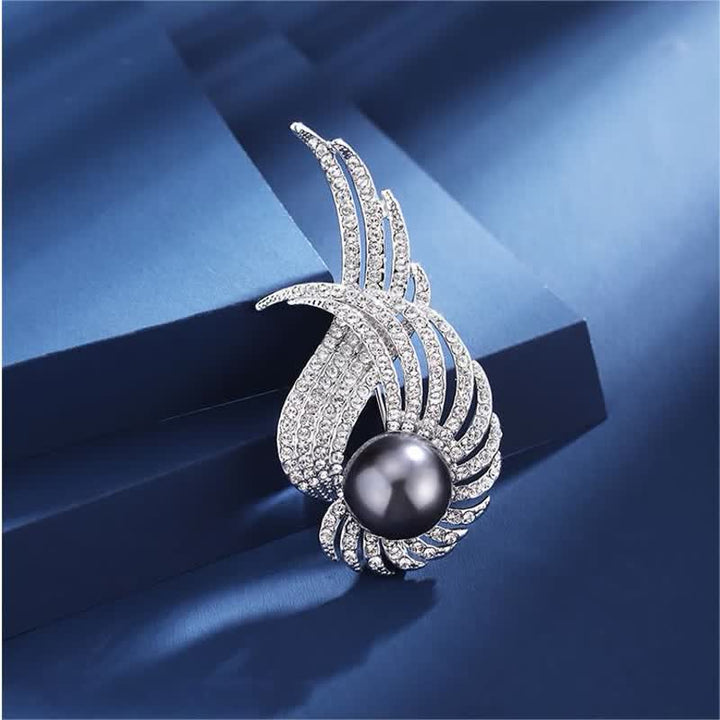 Spilla da donna con perle e piume a forma di ali d'angelo