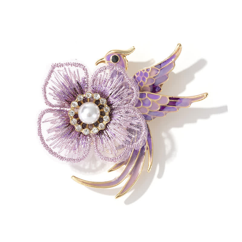 Spilla da donna con uccello fenice ricamato - Viola - image 7