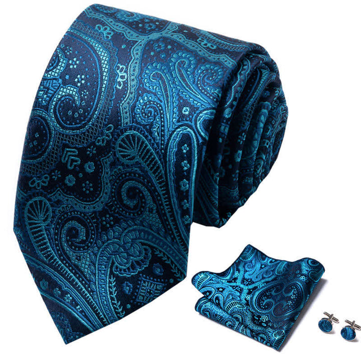 Set di 3 cravatte da uomo con motivo paisley verde acqua - image 1