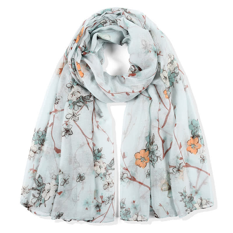 Sciarpa lunga avvolgente con motivo floreale vivace ed elegante da donna - Verde pallido - image 17
