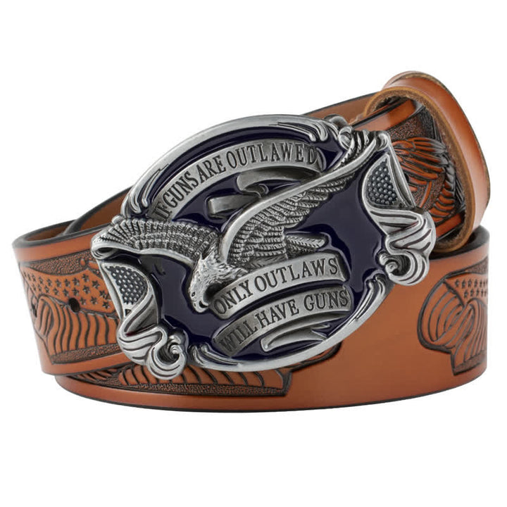 Cintura in pelle con bandiera americana Soaring Eagle da uomo