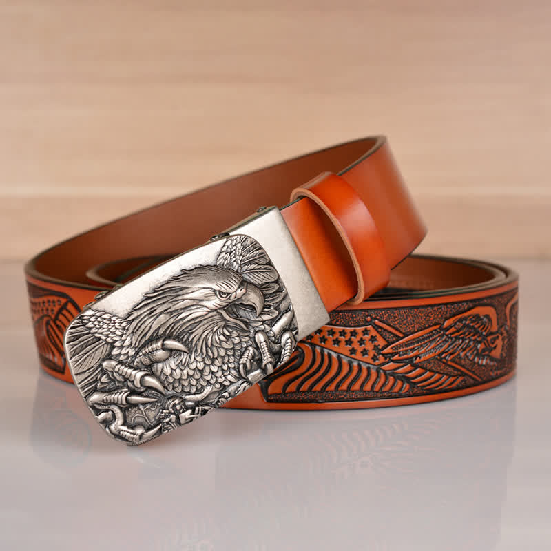 Cintura in pelle con chiusura automatica Mighty Eagle Sharp Claw da uomo