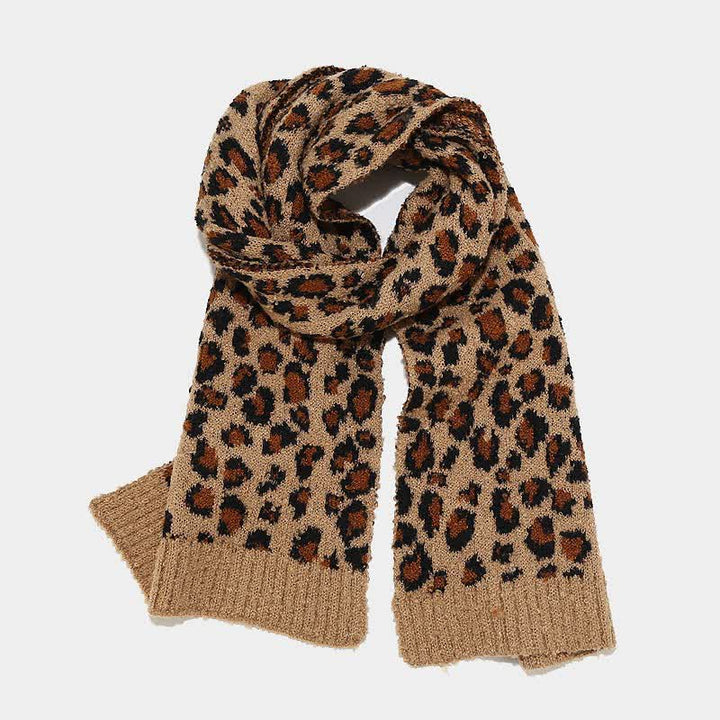 Set di 3 cappelli, sciarpe e guanti con stampa leopardata da donna