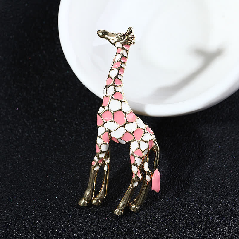 Spilla da donna a forma di giraffa in smalto lucido con motivo a cartoni animati