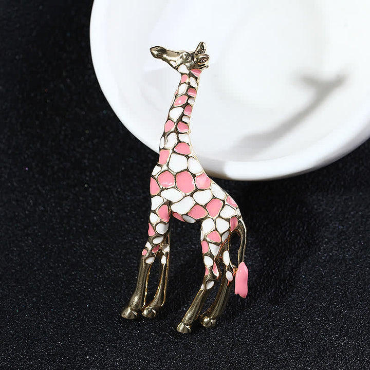 Spilla da donna a forma di giraffa in smalto lucido con motivo a cartoni animati