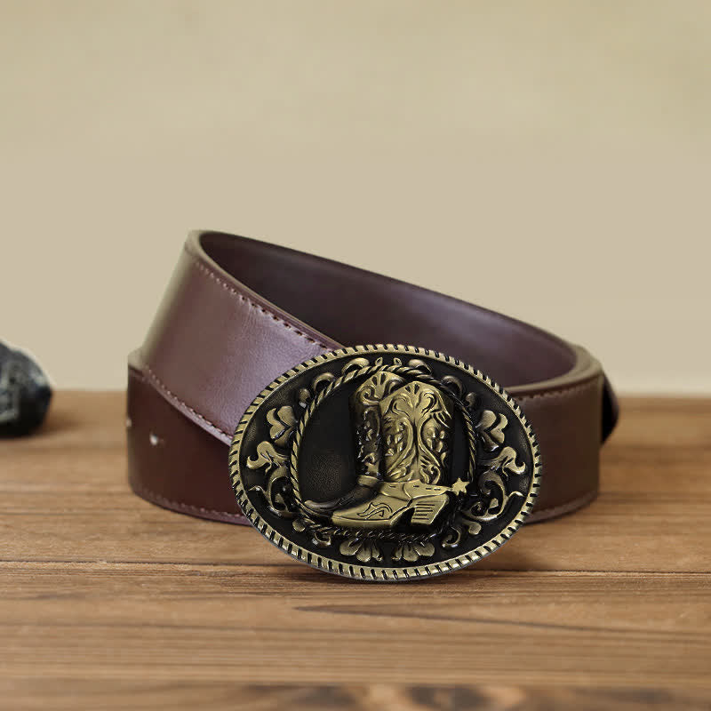 Cintura in pelle con fibbia per stivali da cowboy fai da te da uomo