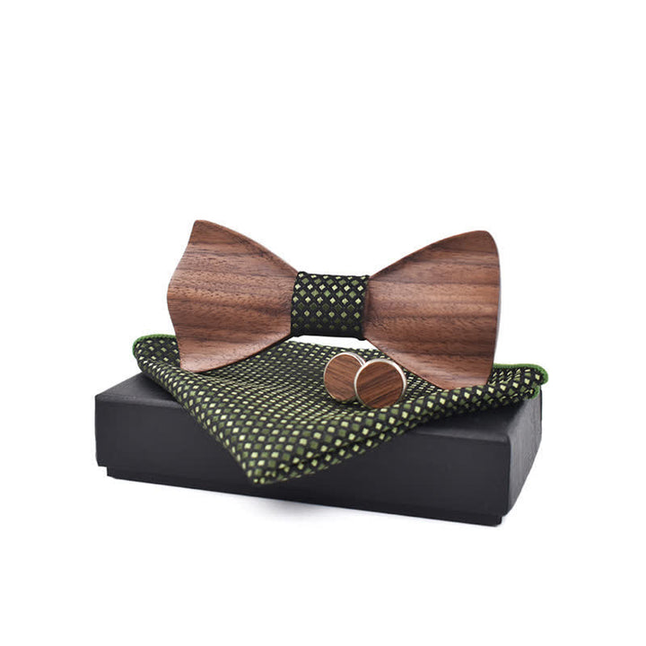 Set di 3 papillon in legno di noce nero da uomo