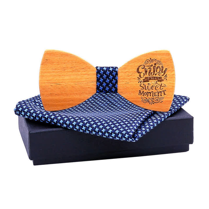 Set di 2 papillon in legno con proverbi da uomo
