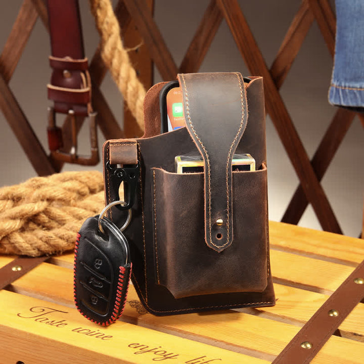 Borsa a tracolla in pelle Crazy Horse minimalista per telefono - image 12