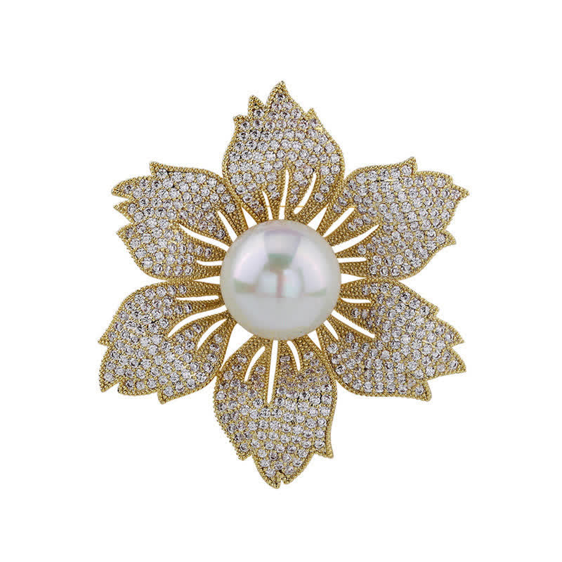 Spilla Bauhinia di lusso con perle brillanti da donna