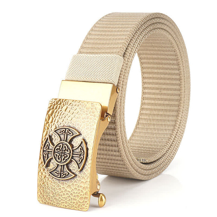 Cintura in nylon per il tempo libero in stile retrò da uomo - Beige/Oro - 48" - image 14