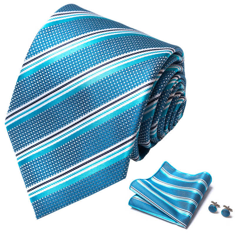 Set di 3 cravatte a righe da uomo color turchese e blu acqua