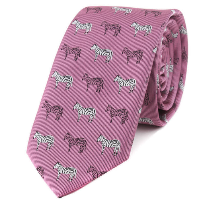 Cravatta da uomo con motivi da poker e animali - Zebra rosa - image 6