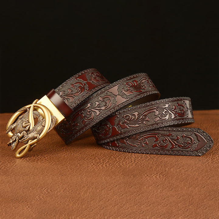 Cintura in pelle con fibbia in coccodrillo da uomo - image 4