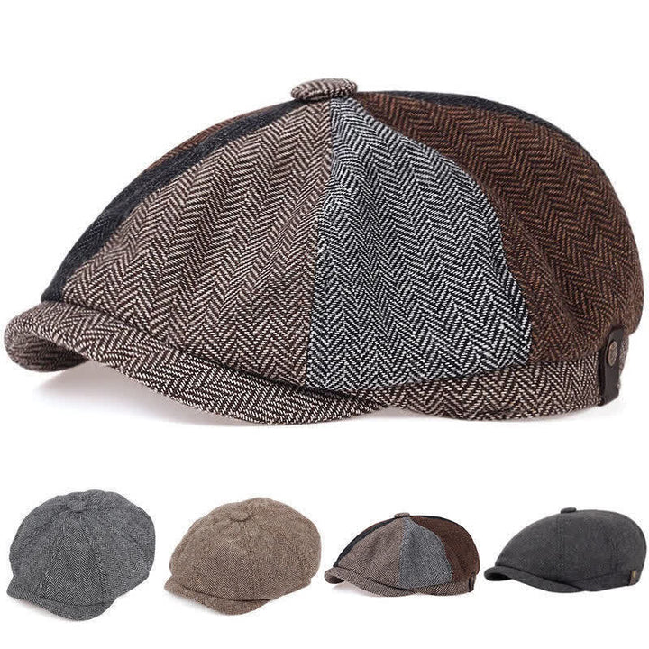 Cappello basco ottagonale a spina di pesce retrò
