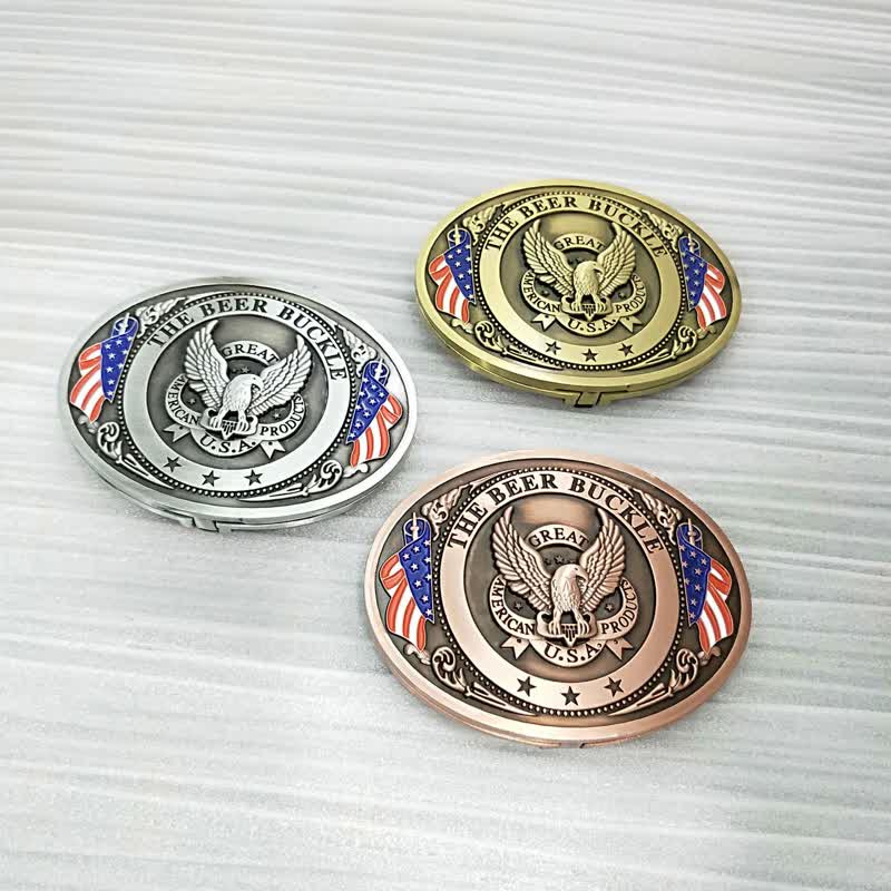 Cintura in pelle con fibbia porta birra creativa fai da te con bandiera USA e aquila da uomo