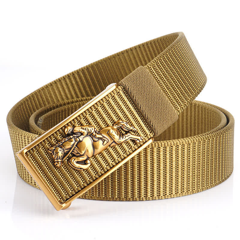 Cintura in nylon per equitazione da uomo - Cachi / Oro - 48" - image 8