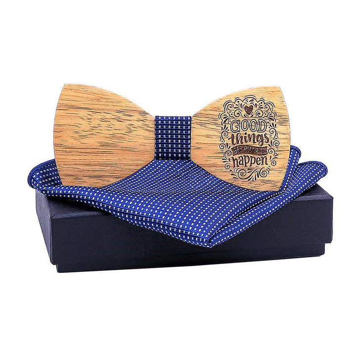Set di 2 papillon in legno con proverbi da uomo
