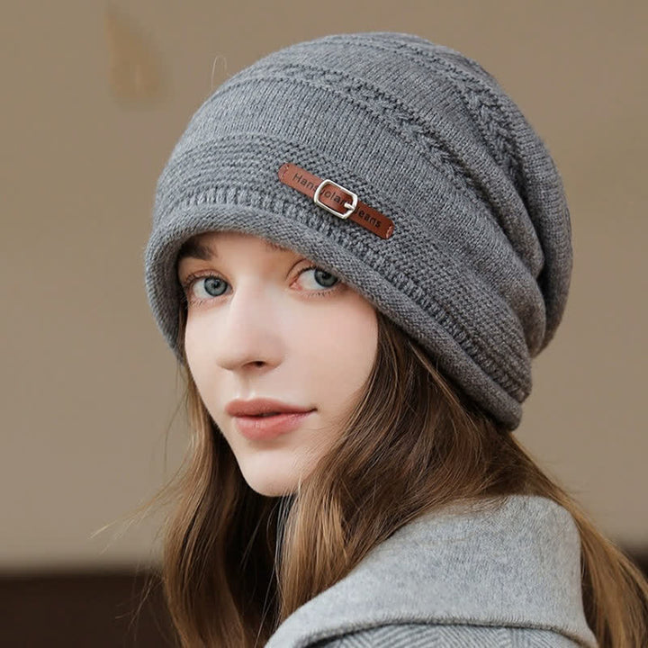 Cappello invernale da donna ripiegabile in pile lavorato a maglia