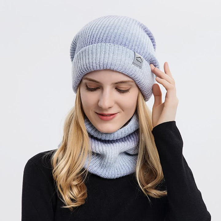 Set di 2 cappelli e sciarpe elastici con gradiente di colore