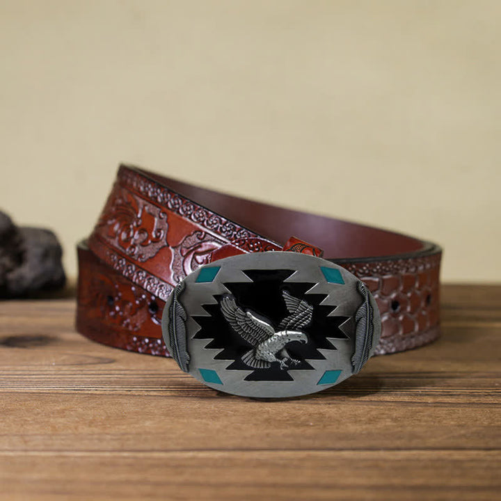 Cintura in pelle fai da te con fibbia Western Flying Eagle da uomo