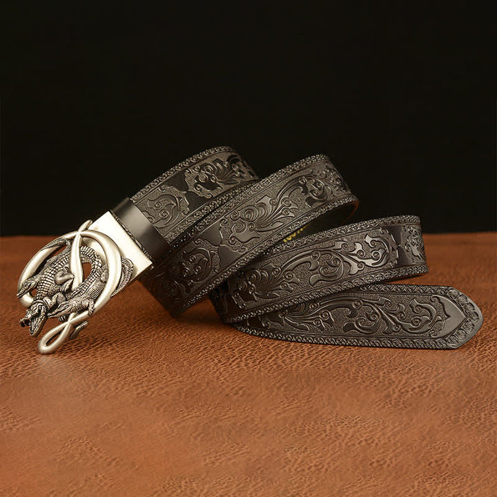 Cintura in pelle con fibbia in coccodrillo da uomo - image 18