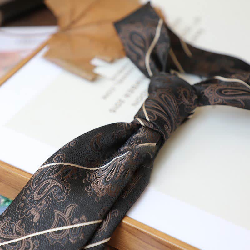 Cravatta da uomo con motivo Paisley a righe della serie Coffee Colors