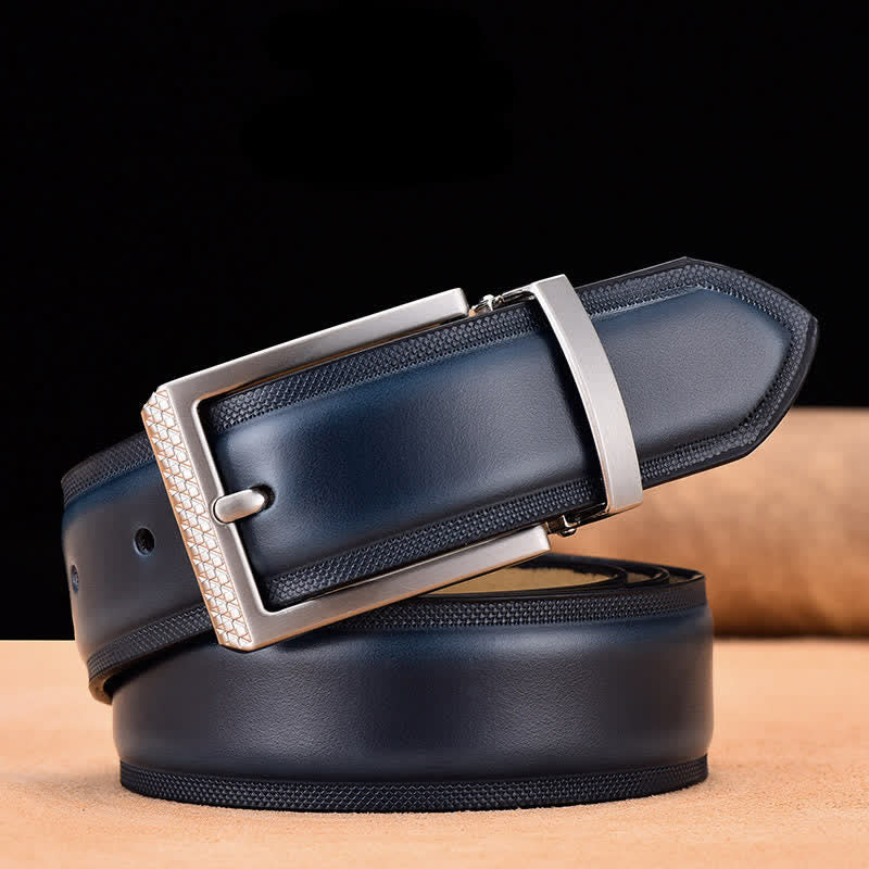 Cintura da uomo in pelle con fibbia nera e argento Noble