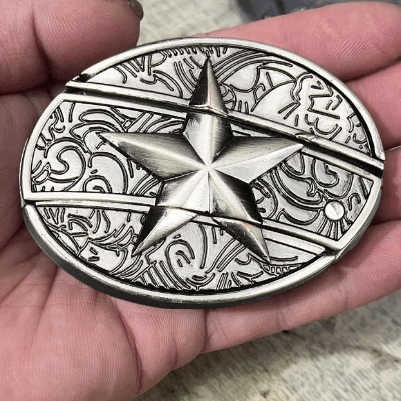 Cintura in pelle con pentagramma da uomo con coltello pieghevole
