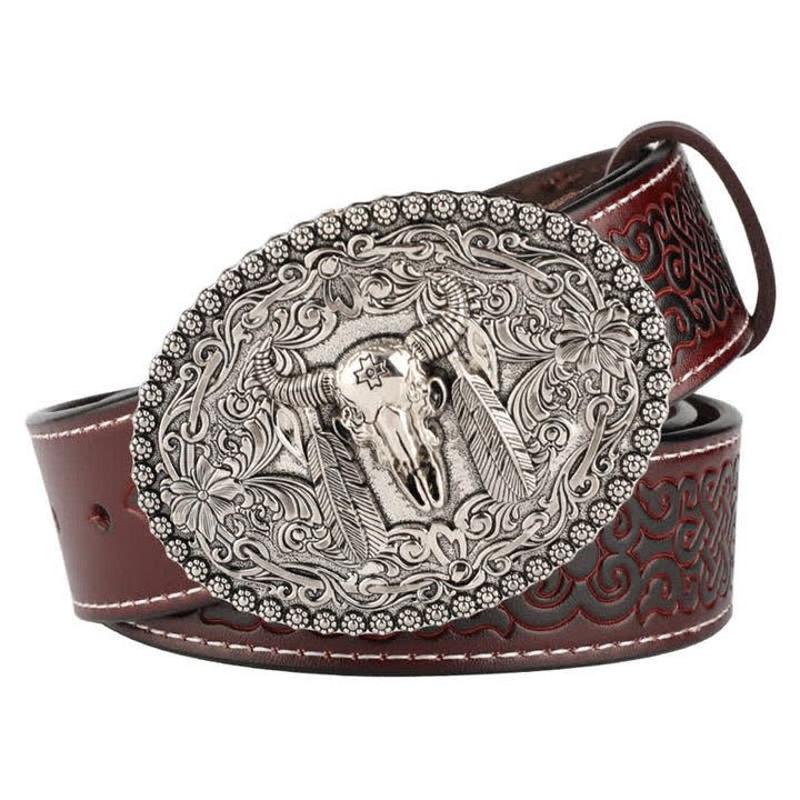 Cintura in pelle da uomo con piuma incisa Bull Jeans