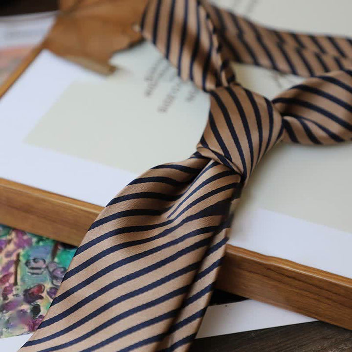 Cravatta da uomo con motivo Paisley a righe della serie Coffee Colors