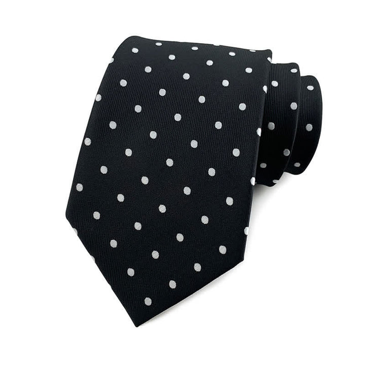 Cravatta a pois da uomo - Piccoli punti - Bianco e nero - image 17