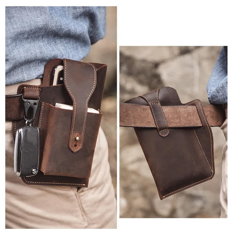 Borsa a tracolla in pelle Crazy Horse minimalista per telefono - image 14