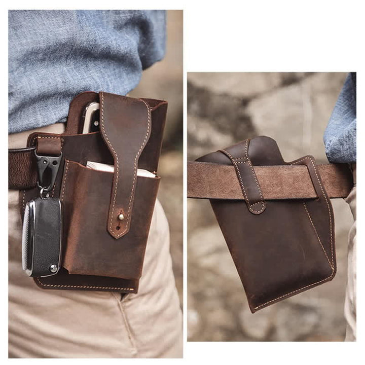 Borsa a tracolla in pelle Crazy Horse minimalista per telefono - image 14