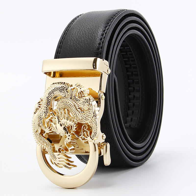 Cintura in pelle con cricchetto automatico Dragon Business da uomo