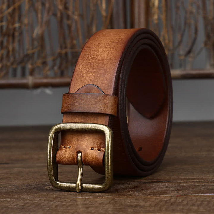 Giacca casual da uomo con cintura in morbida pelle di mucca - Marrone giallastro - 46 - image 0