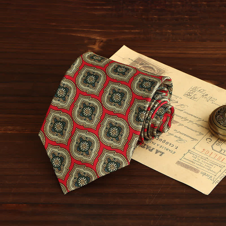 Cravatta da uomo con medaglione rosso e verde peperoncino