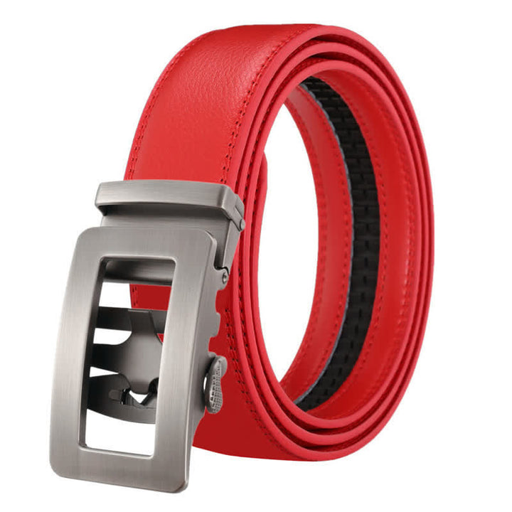 Cintura in pelle con fibbia automatica cava semplice da uomo - Rosso - 46 - image 10