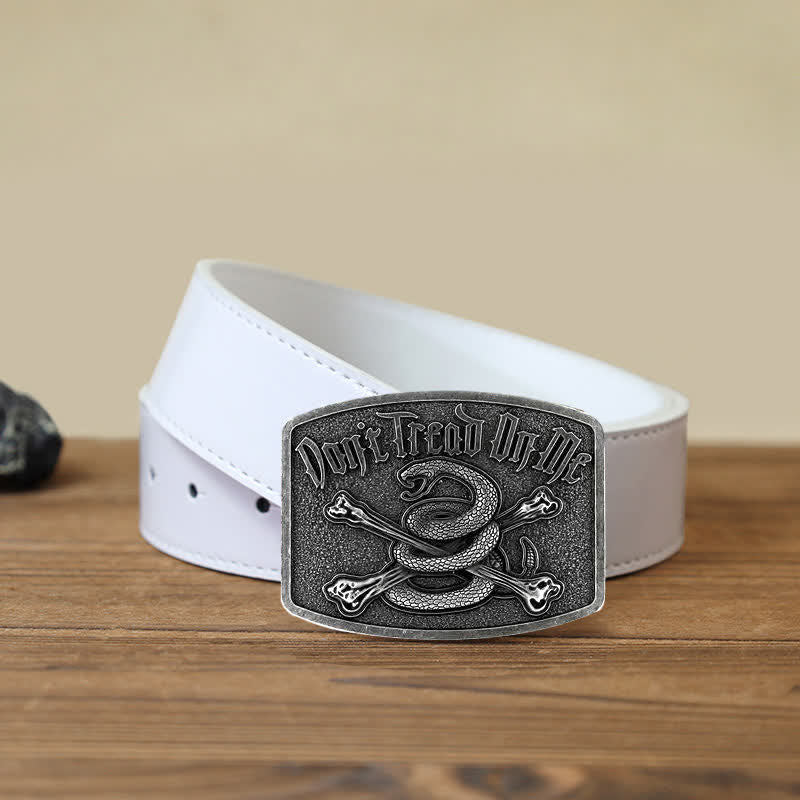 Cintura in pelle con fibbia Attitude Skull Rattlesnake fai da te da uomo