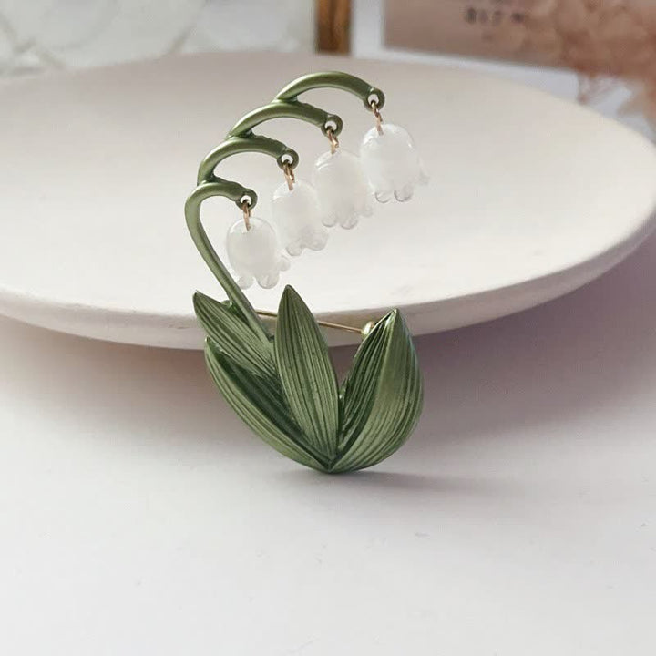 Spilla da donna con mughetto bianco puro