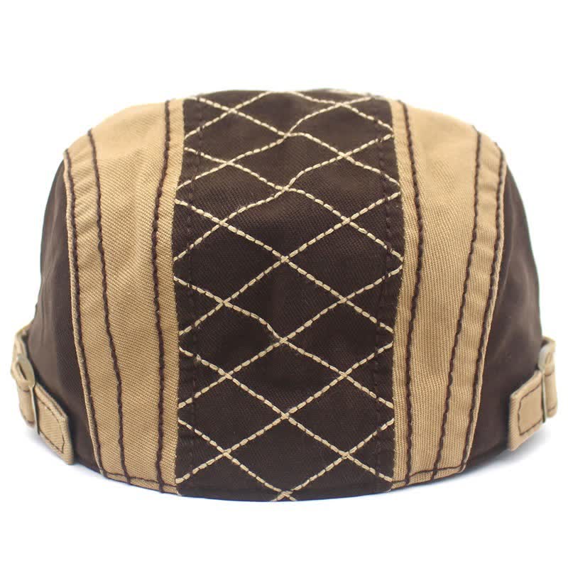 Berretto con ricamo vintage a quadri patchwork
