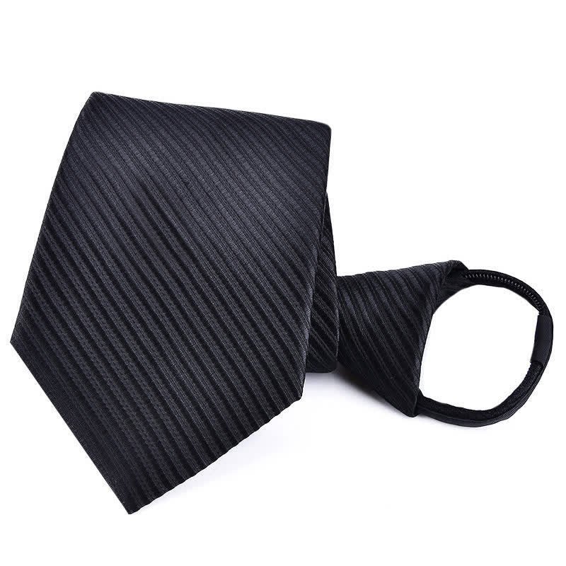 Cravatta a righe a quadri con cerniera da uomo - Twill nero - image 11