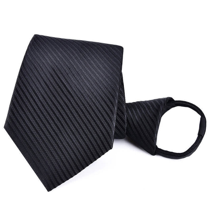 Cravatta a righe a quadri con cerniera da uomo - Twill nero - image 11